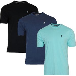 3-Pack Donnay T-shirt (599008) - Sportshirt - Heren - Black/Navy/Aruba blue (552) - maat S