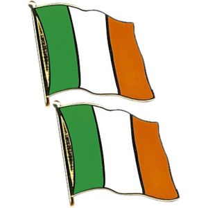2x stuks broche/speldje/pin van vlag Ierland 20 mm - Landen supporters feestartikelen