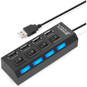 MMOBIEL High Speed 4 Ports 2.0 USB hub Multi oplaadadapter met aan/uit knop en led verlichting.