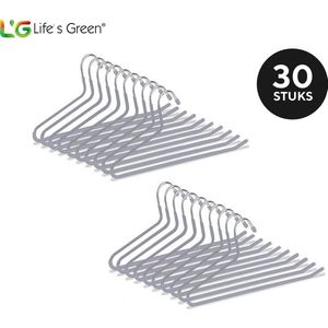 Life’s Green Broekhangers met antislip – Kledinghangers – Klerenhangers – Broek en Rok Houder - Set van 30 stuks - Grijs