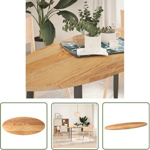 vidaXL Oval Tafellaag - Eikenhouten Tafelblad - Tafelblad 140x60x2 cm ovaal massief eikenhout lichtbruin - Salontafelblad - Tweepaars Poten - Tafeltop Vernieuwen