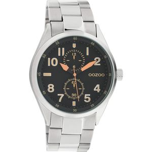 OOZOO Timepieces - Zilverkleurige horloge met zilverkleurige roestvrijstalen armband - C10634