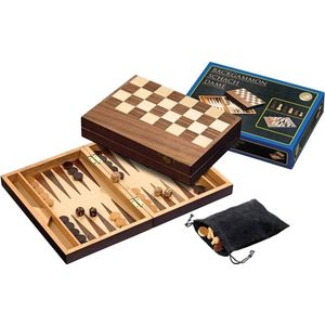 Philos Schaak/Dam/Backgammon Kassette - 40 mm Veld, 78 mm Koningshoogte - Geschikt voor 2 spelers vanaf 6 jaar