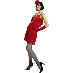 Funidelia | 1920s Flapper kostuum in rood voor vrouwen - De jaren '20, Cabaret, Gangster, Decennia - Kostuum voor Volwassenen Accessoire verkleedkleding en rekwisieten voor Halloween, carnaval & feesten - Maat XS - Rood