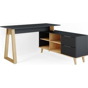 Vicco Bureau Nautica, Antraciet/Beuken, 138 x 60 cm met laden, XXL