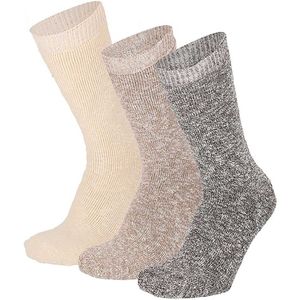 Apollo - Badstof sokken dames - Multi beige - Maat 36/41 - 3-Pak - Warme sokken dames - Sokken dames - Sokken dames maat 39 42 - warme sokken dames