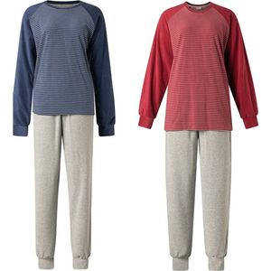 2 badstof dames pyjama's van Lunatex 124204 navy en rood maat L