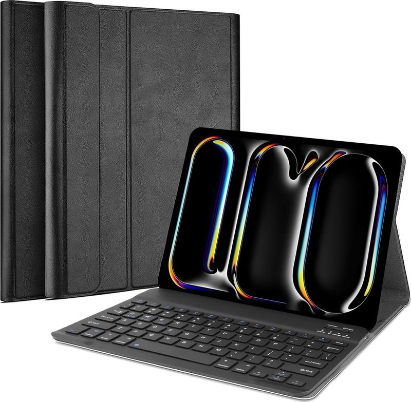 Cazy Hoes met Toetsenbord geschikt voor iPad Pro 11 2024 (5th Gen) - Qwerty Spaanse indeling - Zwart