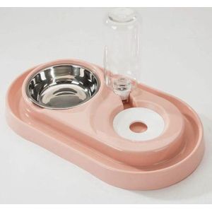 Rose- Voerbak- Kleine Honden- Katten- Automatische- Water- Dispenser- Inclusief waterfles