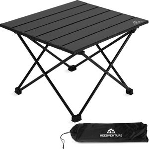 NEEDVENTURE® Campingtafel Inklapbaar - Kampeertafel Opvouwbaar - Inklapbare Tafel - Vouwtafel - Lichtgewicht Aluminium - Picknicktafel Kinderen - Zwart - 40x35x29cm - Small