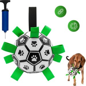 Honden Speelgoed Bal Voetbal Extra Sterk Met Handvaten Ball Hondenbal - 15 cm - Dutchwide