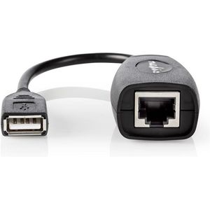 Nedis Actieve USB-Kabel - USB 1.1 - USB-A Male - RJ45 Female - 12 Mbps - 0.20 m - Rond - Vernikkeld - PVC - Koper - Envelop