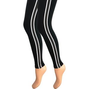 Dames legging - Katoen - Gestreept - Zwart-Wit - Maat S/M