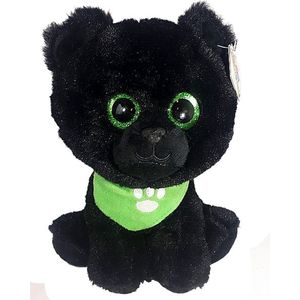 Hond Zwart met Groene Glitterogen Pluche Knuffel 25 cm {Dog Plush Toy | Speelgoed Knuffeldier Knuffelpop voor kinderen jongens meisjes}