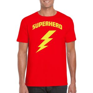 Bellatio Decorations Verkleed T-shirt voor heren - superheld - rood/geel - stripfiguren - carnaval L