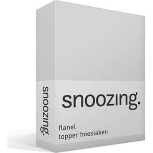 Snoozing - Flanel - Hoeslaken - Topper - Tweepersoons - 140x200 cm - Grijs