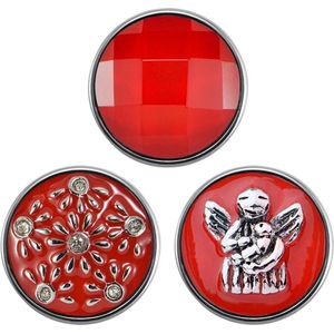 Quiges - Chunk 18mm Click Button Drukknoop Intens Rood Set van 3 Stuks Engel - EBCMSET015