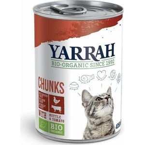 Yarrah Cat Blik Brokjes In Saus - Kip & Rund - Kattenvoer - 12 x 405 g