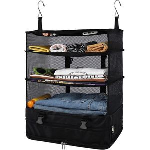 3-Shelf Closet Organizer Pocket Opvouwbaar - Opknanging - Wasbare Oxford Stof - 2 Haken - Zwart XL