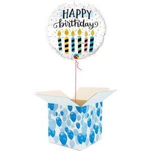 Helium Ballon Verjaardag gevuld met helium - Kaarsen - Cadeauverpakking - Happy Birthday - Folieballon - Helium ballonnen verjaardag