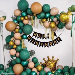 Luxe ballonnenpakket - Verjaardag - Ballonnen pakket - Happy Birthday - Groen - Nude - Goud - Bladeren - Jungle