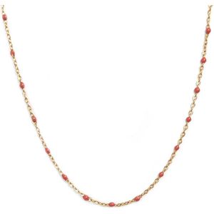 Gouden ketting little chain stone red