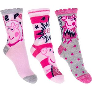 Set van 3 paar sokken van Peppa Big maat 31/34, grijs/roze