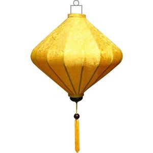 Gele zijden Japanse lampion lamp diamant D-YE-62-S