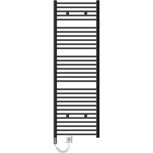 Elektrische badkamerradiator met verwarmingselement 900W 600x1800 mm antraciet gebogen met zijaansluiting LuxeBath