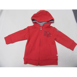 noukie's , unie , gilet met kap en rits , rood , 1 jaar 12 maand , 80