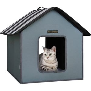 Empire's Product Kattenhuis - Kattenhok - Kattenhuis buiten en binnen - Kattenhuis Kunststof - Kattenmand - Grijs