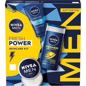 NIVEA MEN Fresh Power Geschenkset Mannen - Cadeau Pakket - Giftset met Douchegel, Face Wash en Gezichtscrème - Cadeauset Verjaardag