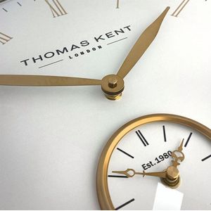 Thomas Kent - Klok Timekeeper wit - goud Ø48CM