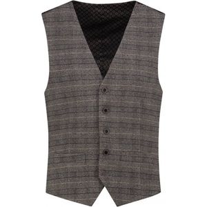 Gents - Gilet ruit grijsbruin - Maat 52