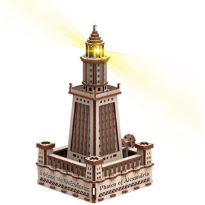 Mr. Playwood Alexandria Lighthouse (eco-light) - 3D houten puzzel - Bouwpakket hout - DIY - Knutselen - Miniatuur - 280 onderdelen