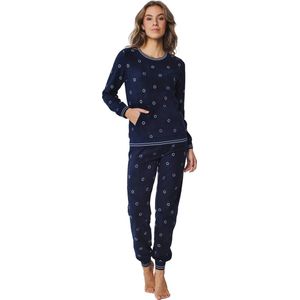 Rebelle warme fleece pyjama dames - Donkerblauw - 46