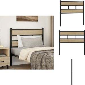 vidaXL Hoofdbord - Hoofdborden - Bed Hoofdbord - Bedhoofdbord - Hoofdbord 100 cm ijzer en bewerkt hout sonoma eikenkleurig