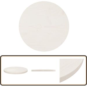 vidaXL Tafelblad - Rond - 40 cm - Massief Grenenhout - Wit Tafeltje - Tafelblad - Grenenhout - Wit - Rond Tafelblad