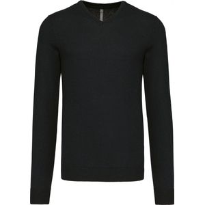 Pullover/Cardigan Heren S Kariban V-hals Lange mouw Black 50% Katoen, 50% Acryl