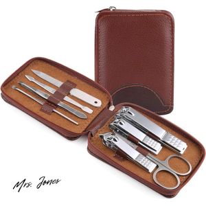 Mrs. Jones Manicure Pedicure Set Nagel Clippers Draagbaar RVS Nagel Clipper 8 Stuk Set-Multifunctionele Nagel verzorgingsset-Clipper Vinger Nagel Trimmen Tool met Lederen Reizen Case .