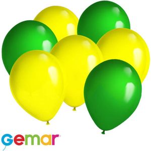 30 ballonnen Geel en Groen (Ook geschikt voor Helium)
