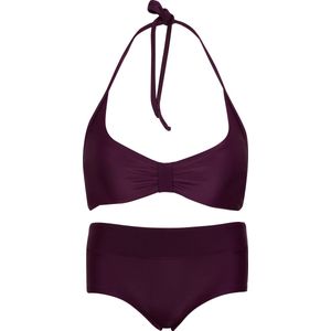 Bikini hipster broekje en haltertopje Aubergine 170-176