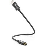 Hama USB-C naar Lightning kabel - USB-C oplaadkabel - Lightning kabel - Korte USB-C oplaadkabel - Geschikt voor Smartphone en Tablet - 0,2 meter - Zwart