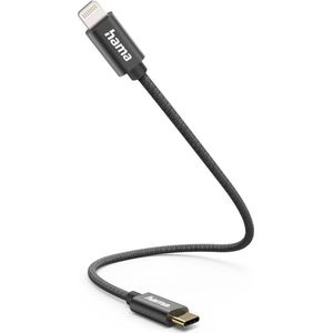 Hama USB-C naar Lightning kabel - USB-C oplaadkabel - Lightning kabel - Korte USB-C oplaadkabel - Geschikt voor Smartphone en Tablet - 0,2 meter - Zwart