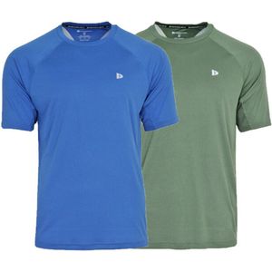 2-Pack Donnay - Sport T-shirt (André) - Multi Sportshirt - Heren - True blue/Jungle green (548) - maat XL