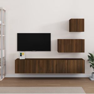 The Living Store TV-meubelset Modern Bruineiken - 30.5 x 30 x 30 cm/60 x 30 x 30 cm/80 x 30 x 30 cm (B x D x H) - Duurzaam bewerkt hout