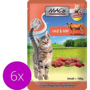 Mac’s Kattenvoer Natvoer Maaltijdzakjes - Kalf en Rund - 6 x 100g