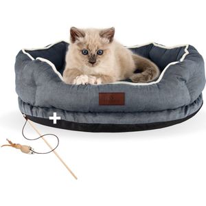 AdomniaGoods - Luxe kattenmand - Crown hondenmand - Antislip kattenkussen - Wasbaar hondenkussen - Afneembare hoes - Grijs 70cm