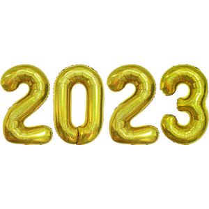 Folie Ballon Cijfer 2023 Oud En Nieuw Versiering Nieuw Jaar Feest Artikelen Happy New Year Glitter Goud - XL Formaat