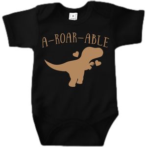 Romper - A Roar Able - Tekst Romper - Kraamkado - Maat 62 - Zwart